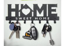 Вешалка настенная «HOME», 270х110мм, черная, 7 крючков