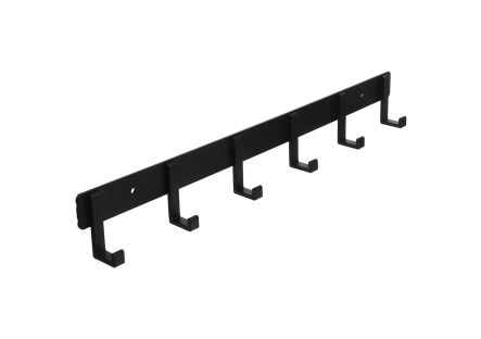 Вешалка настенная «Линия» 440х50мм, черная матовая, 6 крючков